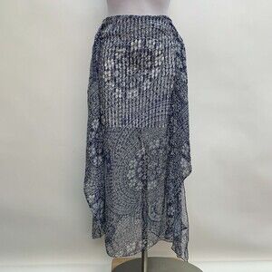 Pink Pea Women's Skirt Size 38 Blue White Multicolor Floral Sheer